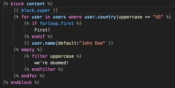 Example of code indentation
